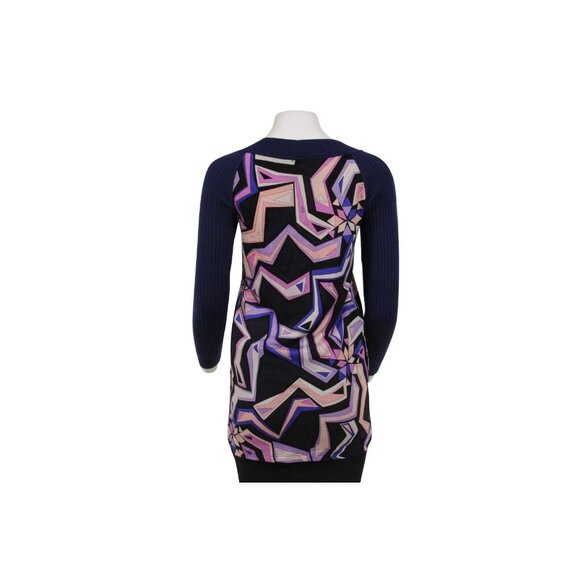 Emilio Pucci Womens Midi Long Sleeve Crew Neck Dress US 6 Blue Purple Wool Long - Picture 2 of 12